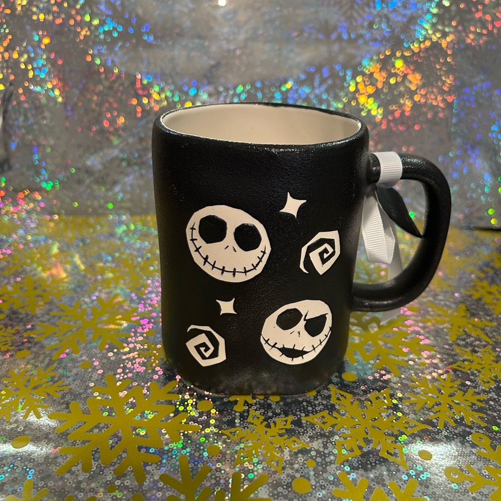 Rae Dunn Jack Skellington textured Black Halloween Mug